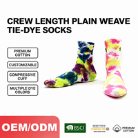 Chaussettes en coton premium à tissage uni et teinture tie-dye, doublure compressive, motif personnalisé, plusieurs couleurs, fabrication OEM ODM