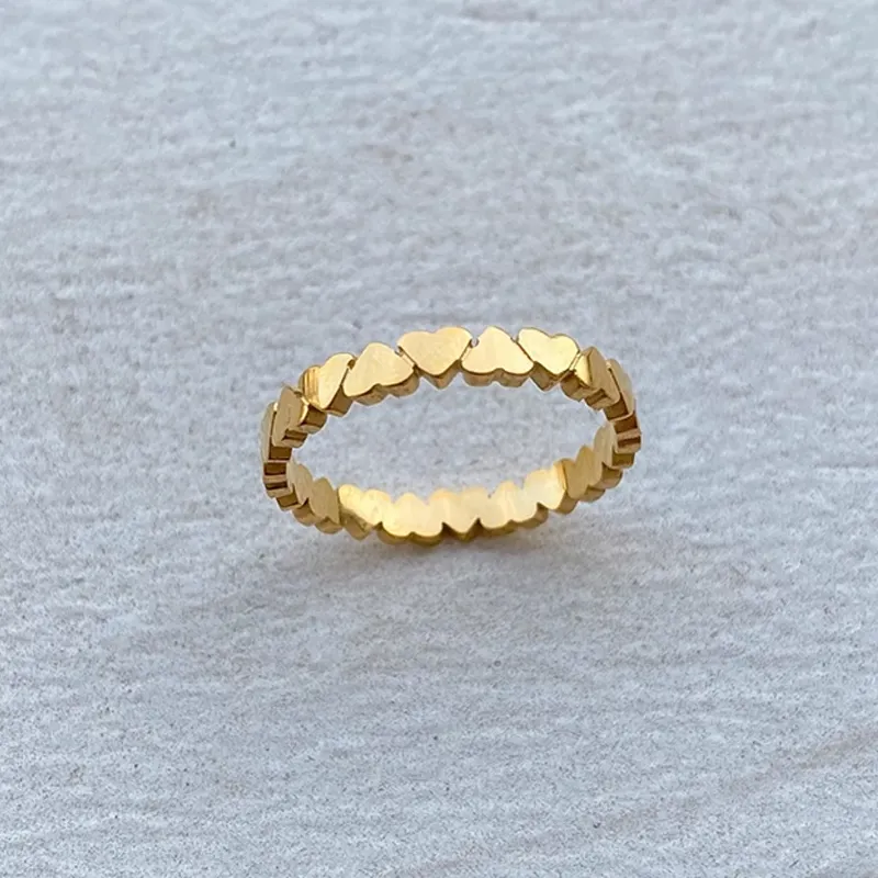 Anello a cuore gioielli in acciaio inossidabile da donna placcato oro 18K gioielli e accessori anillos bijoux anel schmuck joias joyas