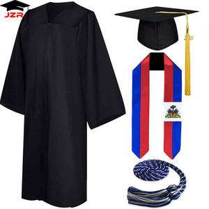 2025 공장 도매 사용자 정의 고등학교 매트 블랙 졸업 가운 및 모자 학교 행사 졸업 모자와 가운 - Product Image 5