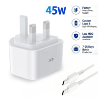 Chargeur rapide HNT OEM certifié CE UKCA RoHS 45W GaN avec prise UK, USB-C PD PPS QC3.0 5.0A, adaptateur mural magnétique pour Ultra MacBook