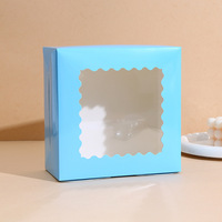 Nouvelle boîte à gâteau carrée en carton ivoire couleur macaron, durable, avec fenêtre, en matériaux recyclés, pour pâtisseries, boulangeries et estampage de donuts