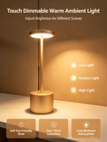 Lámpara de Mesa LED Táctil Recargable Moderna, Inalámbrica, de Aluminio, con Salida USB y Función de Banco de Energía para Restaurante, Hotel, Bar