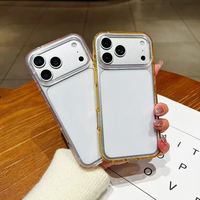 Funda de Lujo Transparente Antigolpes de PC Naranja para iPhone 17 Pro Max 16 15 Plus 14 13 12 11, Cubierta de Acrílico Transparente y TPU
