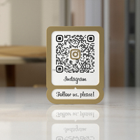 Panneau de Table avec Logo miroir en acrylique, panneau d'affaires de médias sociaux, Laser, mignon, Code Qr, Plaque de support