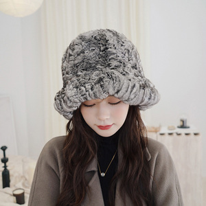 Gorro de lujo suave para mujer, gorro de piel auténtica tejida, gorro de invierno - Product Image 5