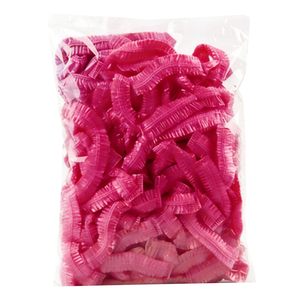 100 unidades/set Gorros de Ducha Desechables de Plástico Impermeables Rosados para Spa, Salón, Hotel, Tinte de Cabello, Gorro Elástico para Mujer, Baño - Product Image 1