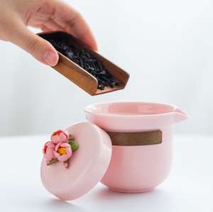 Juego de Té de Viaje de Cerámica Hecho a Mano, Todo en Uno, Tetera China de Kung Fu, Logotipo Personalizado, Infusor de Vidrio Portátil, Artículos para Beber, Bolsa de Regalo - Product Image 4