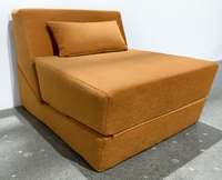 Canapé Modulaire de Luxe Européen en Velours Côtelé Orange à Rayures Verticales, Inclinable et Facile à Ranger, Idéal pour l'École