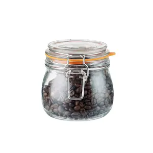 Factory Price Glass Jars with Clip Lids 500ml Glass Latch Jar with Airtight Locking Clamp Lid Jars with Flip Lids