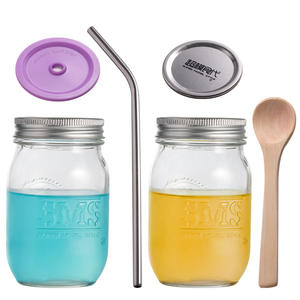 برطمانات زجاجية كبيرة سعة 16 أونصة (500 مل) صالحة للطعام، برطمانات بلاستيكية للتعليب والتجميد والحفظ والمشروبات بفتحة عادية للديكور والتغليف - Product Image 3