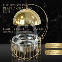 Nouveau design – Plat de service de luxe en acier inoxydable doré 201 de 10 L pour alcool, idéal pour la restauration, les mariages, les banquets d'hôtel et les buffets (chauffe-plat)