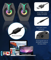 Haut-parleurs d'ordinateur filaires USB avec lumières RVB, audio stéréo 2.0 pour jeux, 6W RMS et effets sonores de jeu pour ordinateur de bureau/ordinateur portable