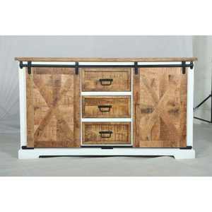 Buffet Muro II finition blanc et bois naturel avec portes coulissantes et tiroirs de rangement - Product Image 5