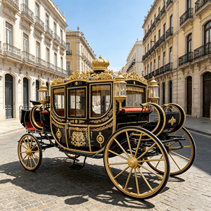 Calèche de Cendrillon grandeur nature pour extérieur, calèche royale de mariage, calèche de princesse de luxe traînée par des chevaux - Product Image 1