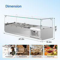 Nouvelle conception de comptoir commercial, bain-marie froid, bar à salades, réfrigérateur de présentation, saladette, présentoir de bar à salades