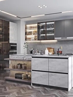 Meuble de cuisine modulaire de luxe en contreplaqué avec plan de travail stratifié, option marbre, évier, robinet, armoires personnalisées pour appartement