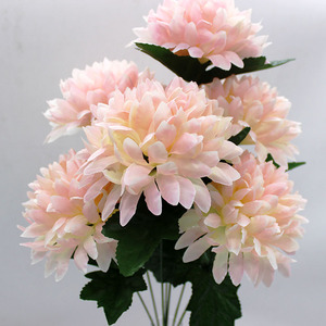 Ramo de flores funerarias de seda, 7 cabezas, de crisantemo Artificial para Graves, barato - Product Image 4