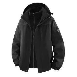 Men's 3-In-1 Fleece Lined Outdoor <b>Jacket</b> <b>Waterproof</b> Warm <b>Parka</b> Autumn Winter Workwear With Hood And Printing Design - Product Image 3