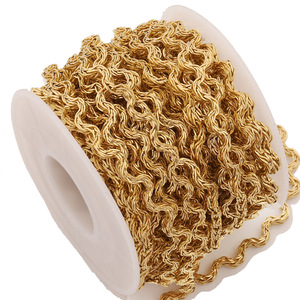 New 18K mạ vàng DIY handmade thiết kế thép không gỉ trang sức vuông sóng cong rắn <span class=keywords><strong>foxtail</strong></span> hoa giỏ số lượng lớn chuỗi CuộN - Product Image 4