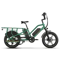 Vélo électrique cargo 48V 500W avec moteur, double batterie LG, frein hydraulique, suspension améliorée, béquille, 7 vitesses, porte-bagages arrière et guidon Monkey Bar
