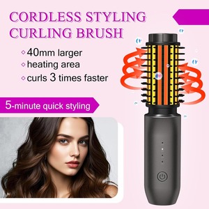 Brosse lissante et bouclante sans fil rechargeable en céramique, ionique, chauffage rapide, portable, pour salon et usage domestique, 4 réglages de chaleur, écran LCD - Product Image 3
