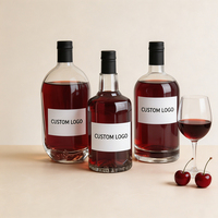 Bouteille en verre 750 ml 750 cc 500 ml Bouteilles de vin Whisky Rhum blanc Bouchon en liège Bouchon en métal Logo personnalisé Impression sérigraphique