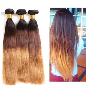 Cabello recto virgen Remy Tress 3 tonos 1b 4 27 Cabello tejido con trama brasileña - Product Image 4