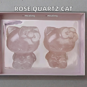 คริสตัลรูปแมวโรสควอตซ์6.5ซม. รูปปั้นคริสตัลบำบัดสำหรับเป็นของขวัญงานฝีมืออื่นๆ - Product Image 3