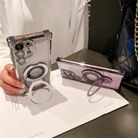 Étui de téléphone antichoc avec anneau magnétique, effet dégradé brillant et électroplaqué pour Samsung Galaxy S26 S25 S24 S23 Ultra A17 A37 A57