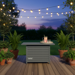 Mesa de Fogata Moderna de Acero Gris F.STEA, 25 H x 42 W, Calentador de Patio y Jardín de Bioetanol para Exteriores con Tapa - Product Image 2