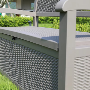 Waterproof Outdoor Rattan <strong>Storage</strong> <strong>Bench</strong> for <strong>Garden</strong> Patio Deck with Seat Function - Product Image 2