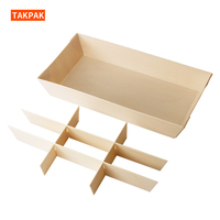 Houten afhaalkartonnen doosjes voor gebak, cake, salade, sushi, etc. - houten voedselcontainers voor afhaalmaaltijden