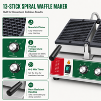 Grille électrique professionnelle à 13 compartiments pour crêpes et gaufres, 1600W, contrôle de la température, revêtement antiadhésif, offre spéciale