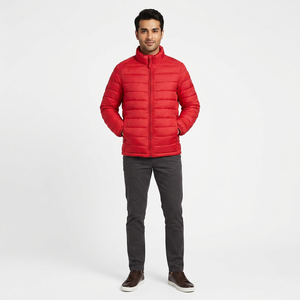 Comfortable Men Canvas Puffer <b>Jacket</b> Breathable <b>Waterproof</b> Quick Dry <b>Light</b> Weight High Quality Hot Selling Reasonable Rate Front - Product Image 1