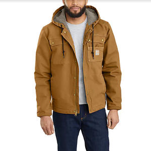 Jaket Kerja Berkerah Hoodie Kustom Musim Dingin 100% Katun Kanvas Hangat Tebal Berlapis Sherpa yang Telah Dicuci |   Produsen Jaket - Product Image 4