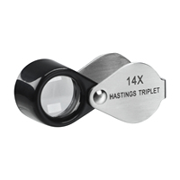 Best Selling 14X Loupe Magnification Hasting Loupe Mini Optical Glass Triplet Lens Stainless Steel Body W/ Foldaway Pocket Desig