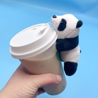 Gobelets à café en papier kraft double couche avec couvercles, autocollant promotionnel pour événement, ours en peluche