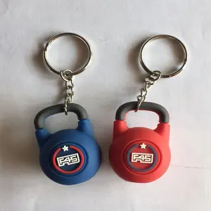 Custom 3D PVC Keyring Key Ring Customized PVC Rubber Football Kettlebell Model Key Chain Cartoon PVC Keychain Double Face