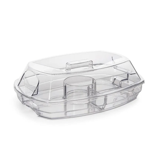 4 Compartment Transparent Lid Appetizers on Ice Tray With Lids Fruit <strong>Serving</strong> Trays Party Platters Ice Chilling Fruit Tray - Product Image 4