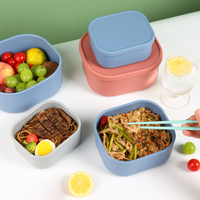 Ensemble de boîtes à lunch en silicone, 4 pièces, récipients alimentaires carrés avec couvercle, boîte bento empilable pour la préparation des repas et le stockage des aliments
