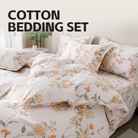 Vente en gros de draps de lit en coton 100% personnalisés avec des fleurs, ensemble de literie 4 pièces, taille twin, taille queen, taille full, super doux