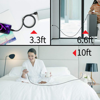 Cable de Datos Tipo-C BJC Blanco Trenzado de Nailon con Conductor de Cobre Puro, Carga Rápida, Conector USB-A de Aleación de Aluminio para Teléfono Móvil