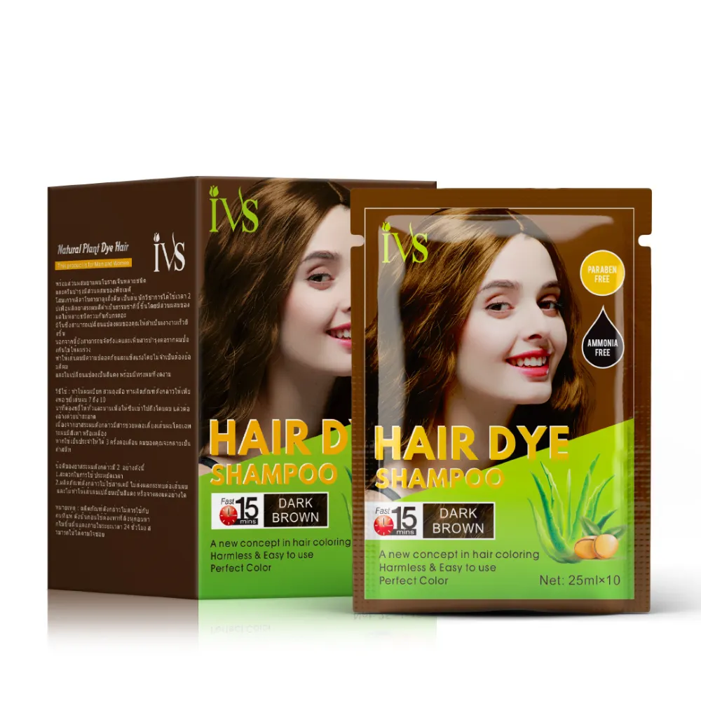 IVS Permanent Dark Brown Hair Color Dye Shampoo Instant Cover Gray Hair 3 In 1 Dark Brown Hair Dye For Women