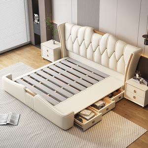 Phong Cách Châu Âu <span class=keywords><strong>Divan</strong></span> Mềm Da Đầu Giường Nữ Hoàng Kích Thước Giường Với Ngăn Kéo Lưu Trữ - Product Image 3