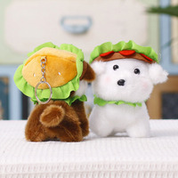 En gros, Ornements suspendus en peluche, Jouets pour chiens, Breloques de sac et Porte-clés en peluche, motifs chien petit hamburger de dessin animé, mignons et adorables