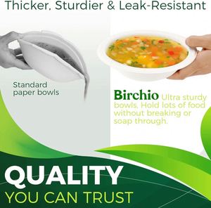 Platos de Papel de Bagazo Biodegradables y Ecológicos de 16 oz, Resistentes, Diseño Minimalista para Sopa Caliente y Bebidas, con Estampado - Product Image 3