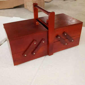 Caja de Accesorios de escritorio para reloj, armario de exhibición de madera, con aguja y sello de hilo, para objetos pequeños, vino tinto, Vintage - Product Image 3