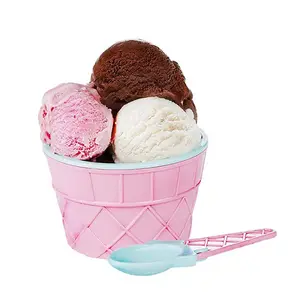 Bols à crème glacée en plastique sans BPA, pour Dessert, Sundae glacée yaourt, repas pour enfants, tasse avec cuillères 1 pièce