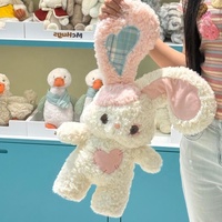 Peluche Lapin avec Boutons Décoratifs, Jouet en Peluche Doux, Poupée Lapin Rembourrée, Cadeau d'Anniversaire pour Enfants et Filles, Peluche Personnalisable Disponible