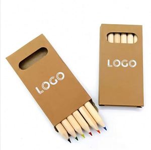 Ensemble de crayons de couleur miniatures promotionnels de 3,5 pouces, logo personnalisé, crayons de couleur en bois avec boîte en papier kraft - Product Image 3